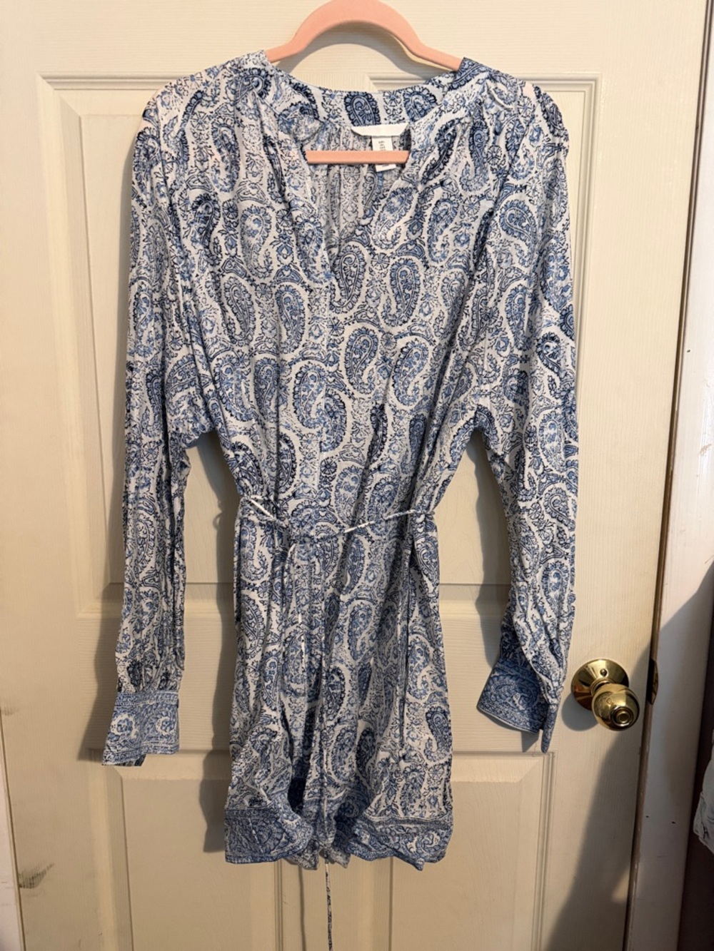 H&M Blue and White Paisley Midi Dress